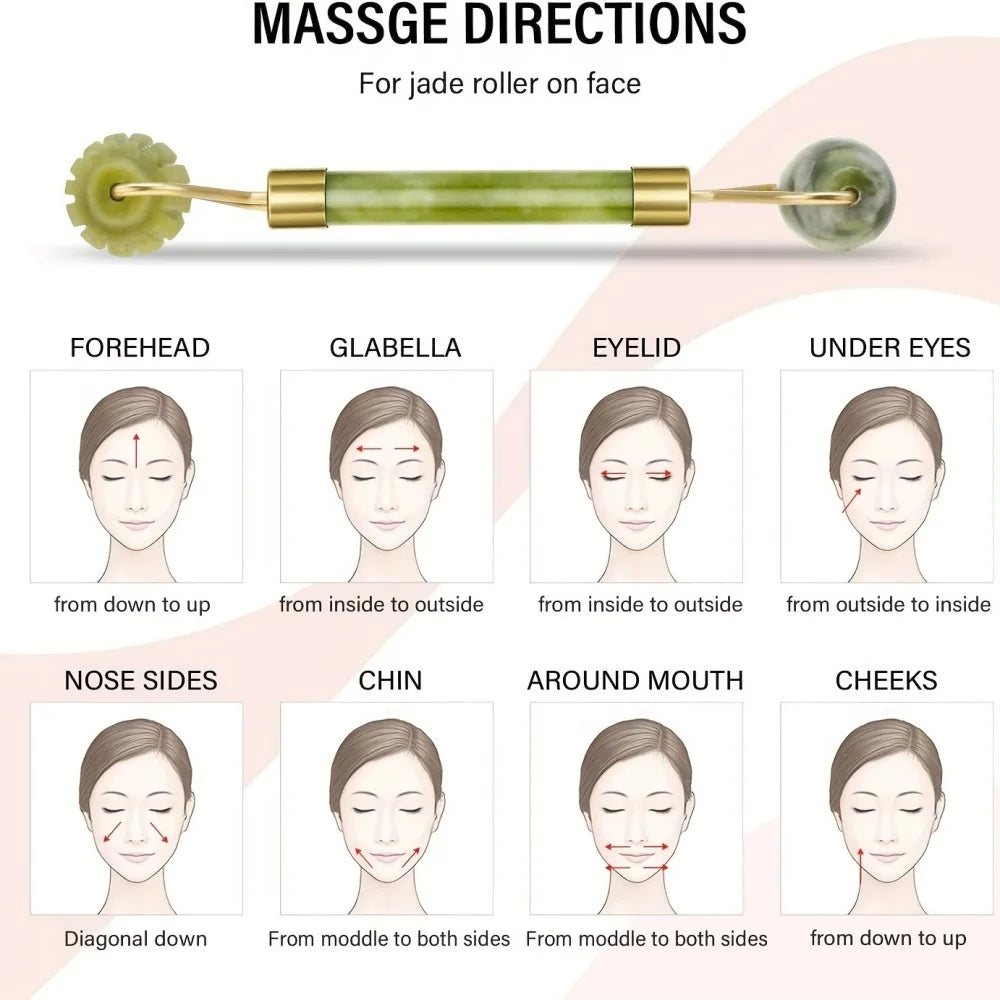 1 Rouleau de jade visage, massage anti-poches et éclat.