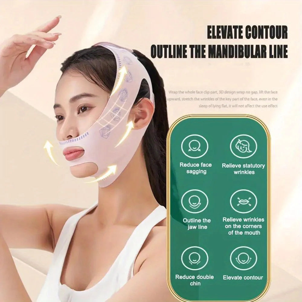 Masque Liftant V-Face Respirant - Réducteur de Double Menton et Sculpteur de Contours.
