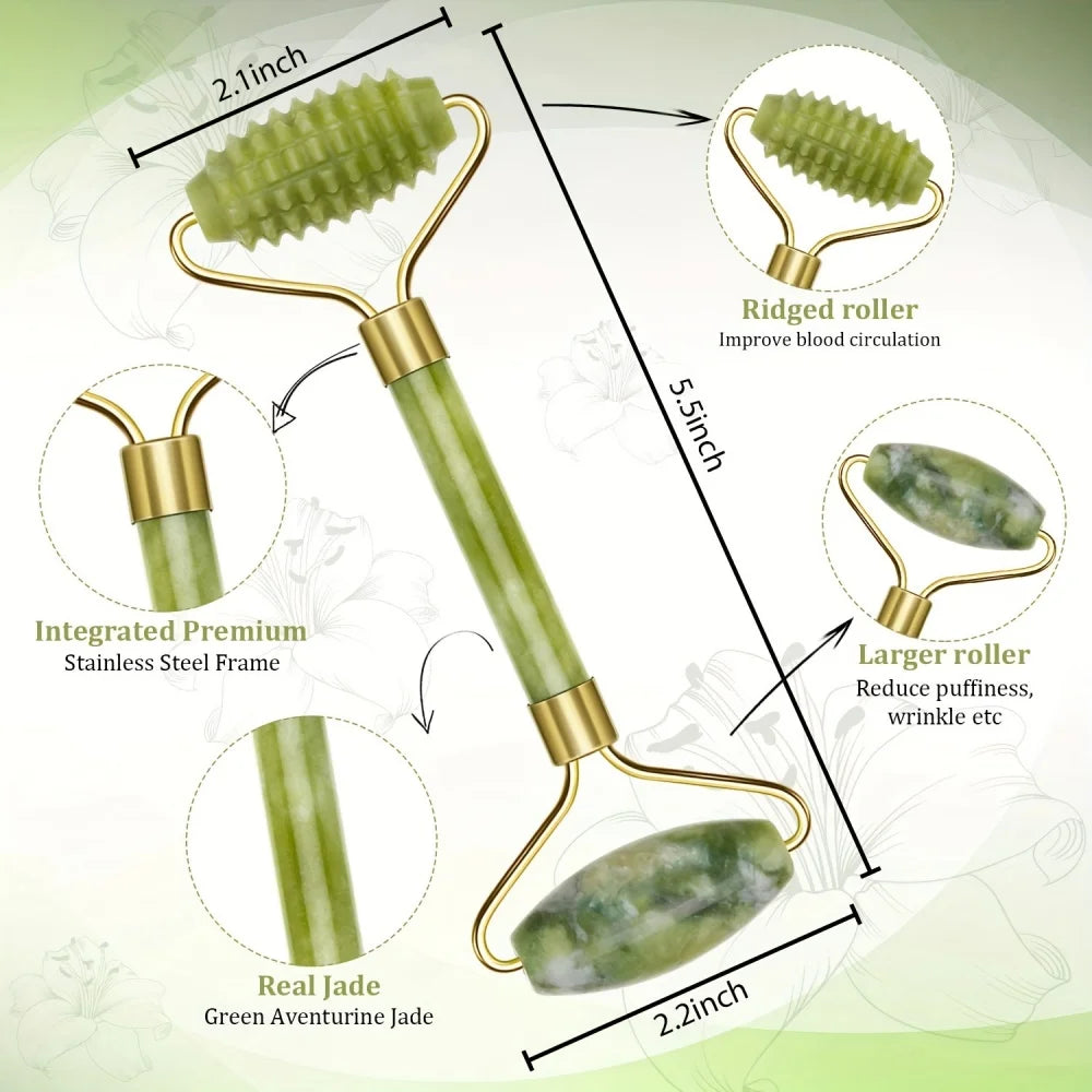1 Rouleau de jade visage, massage anti-poches et éclat.