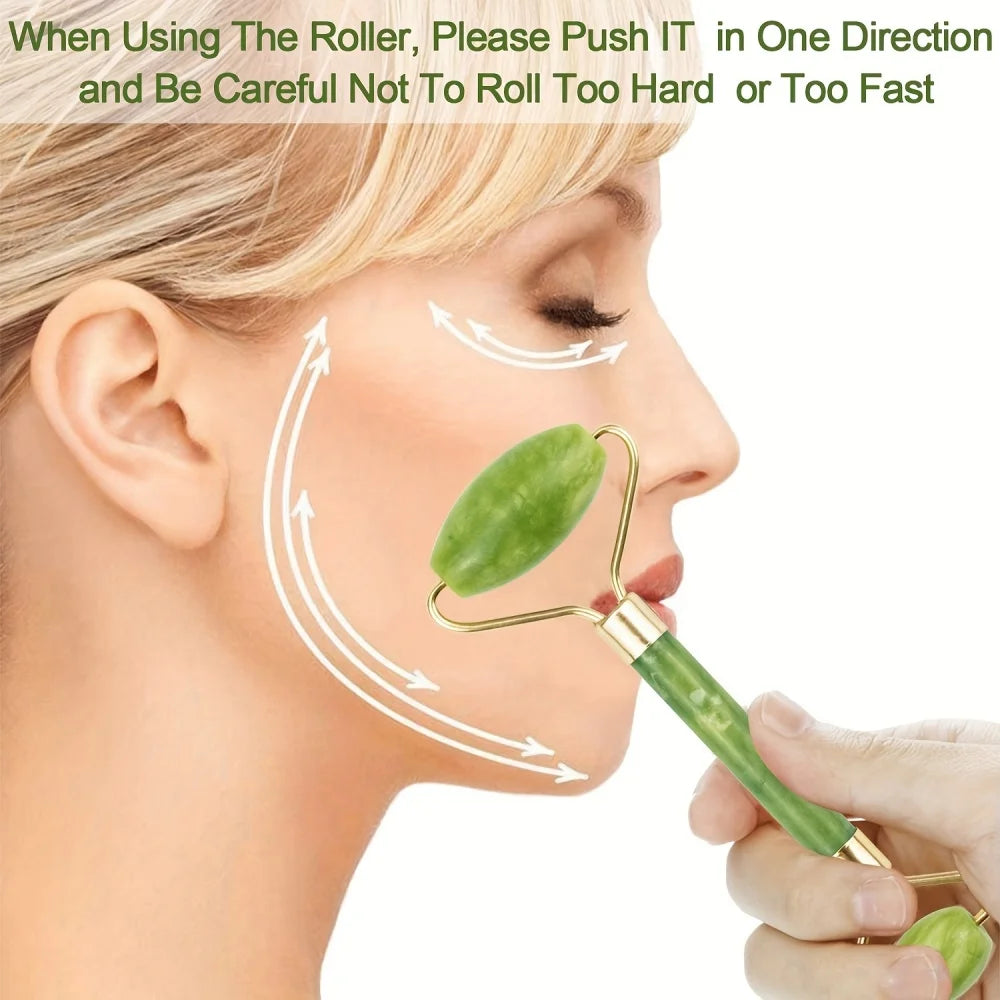 1 Rouleau de jade visage, massage anti-poches et éclat.