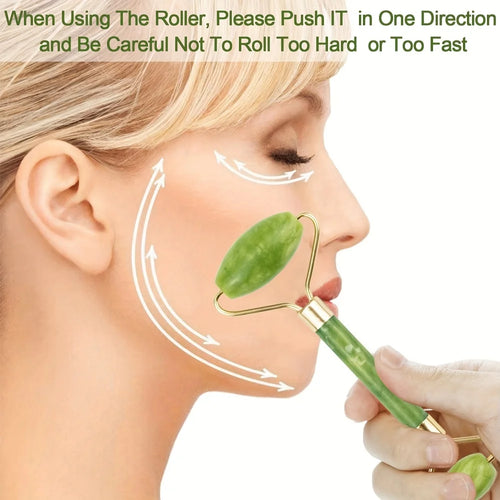 1 Rouleau de jade visage, massage anti-poches et éclat.